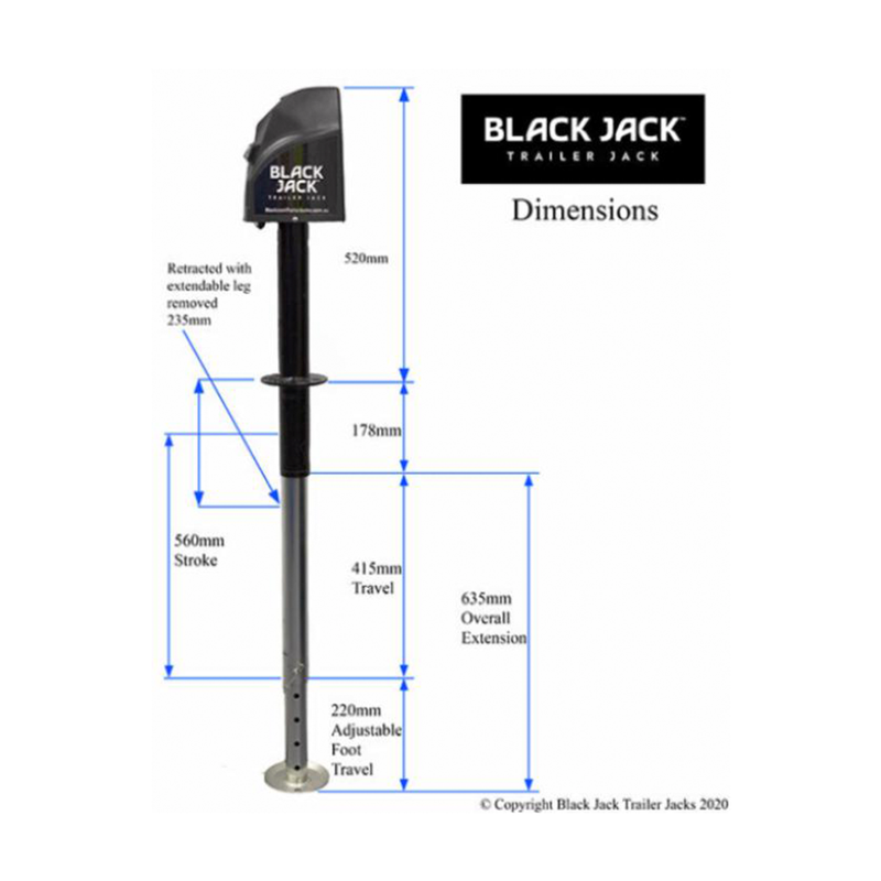 Load image into Gallery viewer, Black Jack Maxi 12V Electric Trailer Jack Inc Wiring Harness 2000Kg