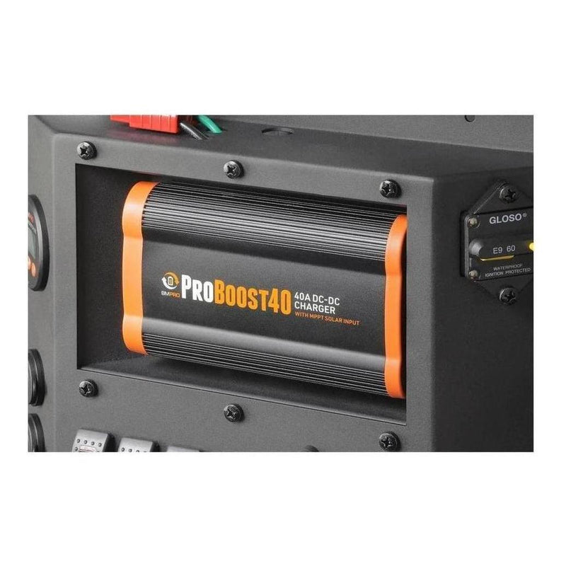 Load image into Gallery viewer, BMPRO Canopy Distribution Charging Board Inc Battery Display and 40 Amp Pro Boost 40 Solar DC-DC Charger