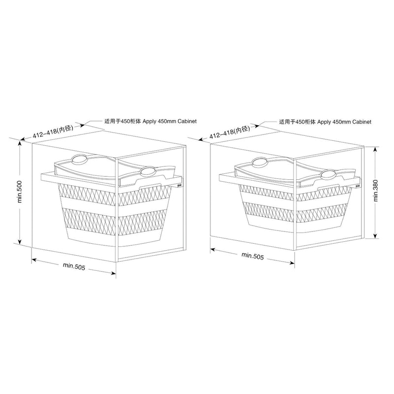 Load image into Gallery viewer, Belgique Laundry Pull Out Basket Bin 45L White