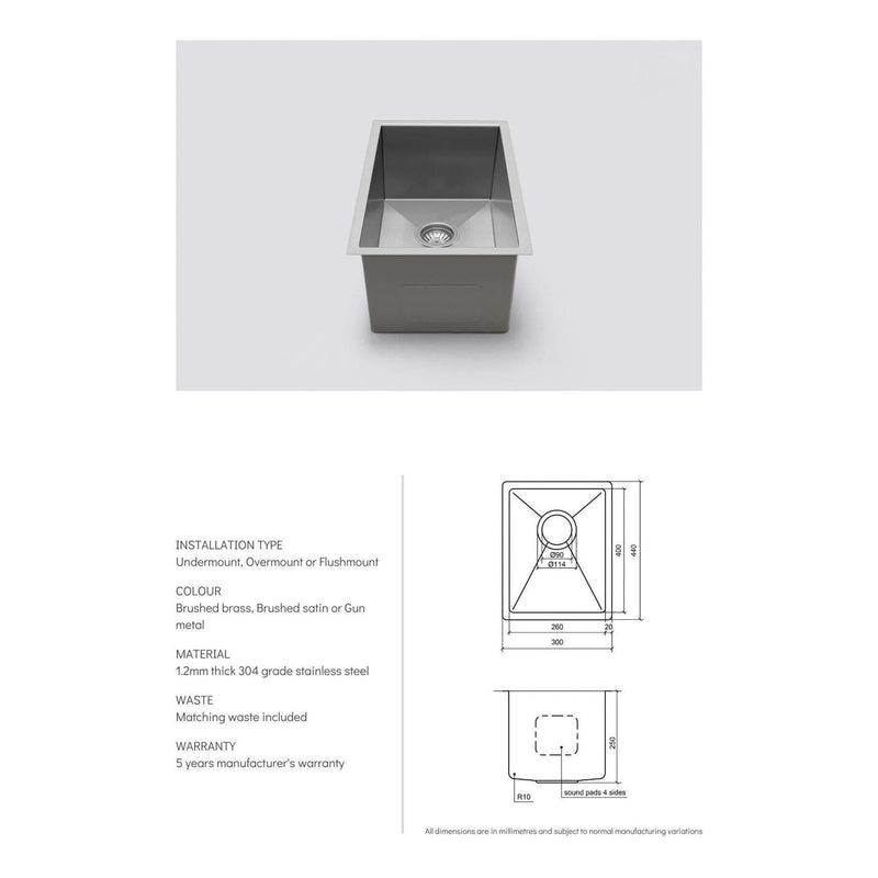 Load image into Gallery viewer, Belgique Single Bowl Sink Basin 300 x 440 x 250 - Stainless Steel French Gold