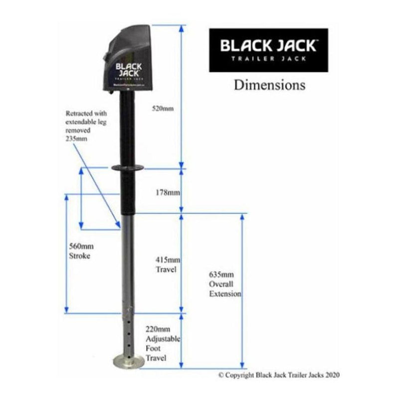 Load image into Gallery viewer, Black Jack Maxi 12V Electric Trailer Jack Inc Wiring Harness 2000Kg