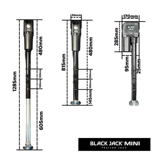 Black Jack Mini 12V Electric Trailer Jack 1000kg