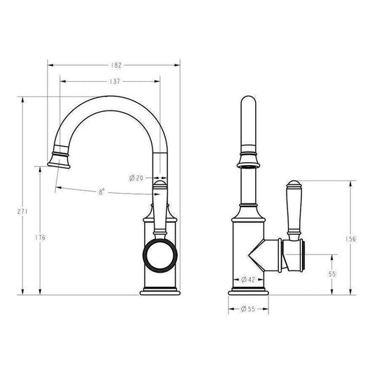 Clasico Basin Tap Sink Mixer Black