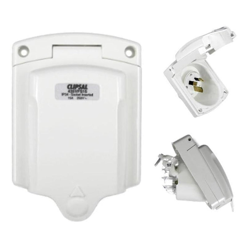 Load image into Gallery viewer, Clipsal 15Amp 240V Power Inlet Socket 3 Pin White