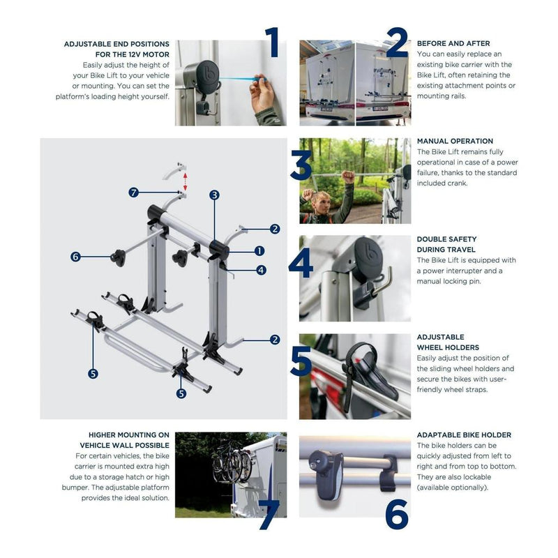Load image into Gallery viewer, Electric 12V Bike Lift Rack Carrier 2 Bike 830 - 1210 mm Range Inc Remote