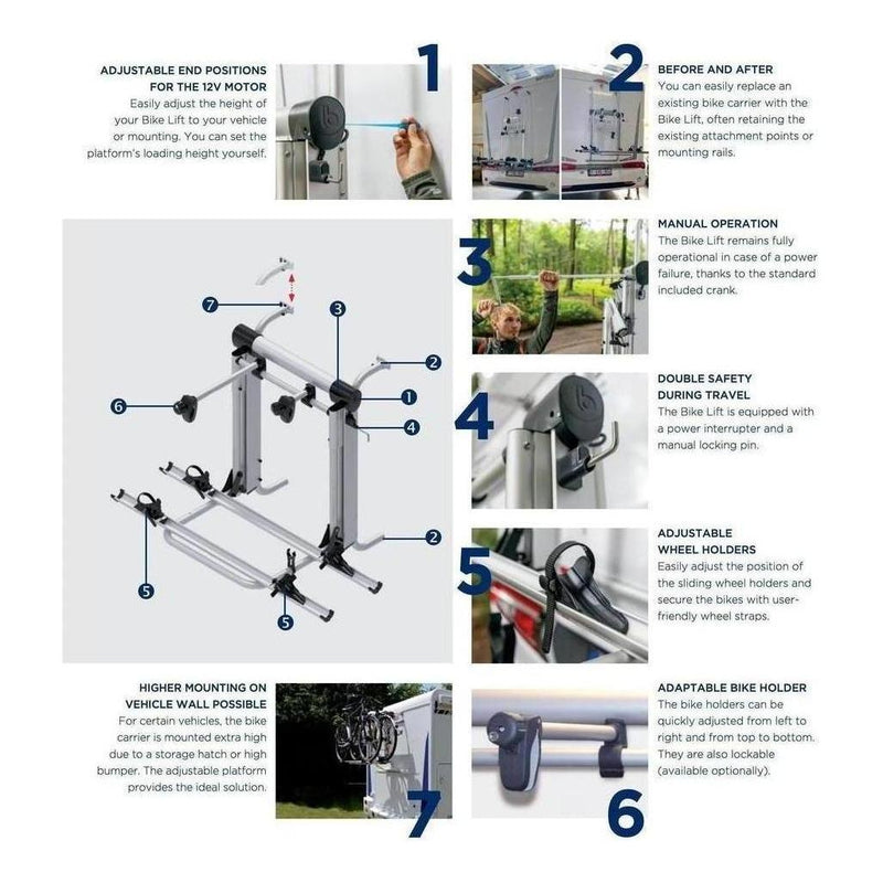 Load image into Gallery viewer, Electric 12V Bike Lift Rack Carrier 2 Bike 830 - 1210 mm Range Inc Remote