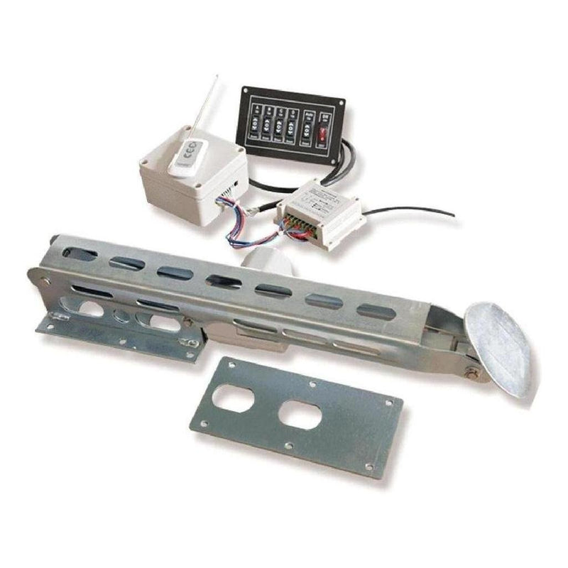Load image into Gallery viewer, Electric 4 x Drop Down Stabilizer leg Corner Steadies 670mm Zinc