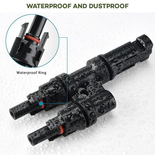 Finch 2 To 1 T Branch MC4 Solar Panel Cable Connectors Male and Female IP67 Pair