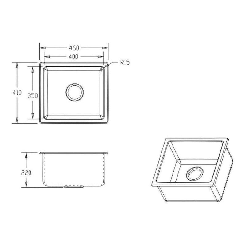 Load image into Gallery viewer, Fomos Black Granite Composite Single Bowl Sink 460x410mm
