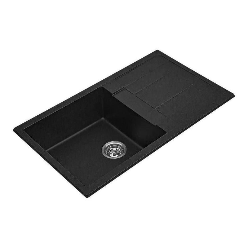 Load image into Gallery viewer, Fomos Black Granite Composite Sink With Drainer 860x500mm