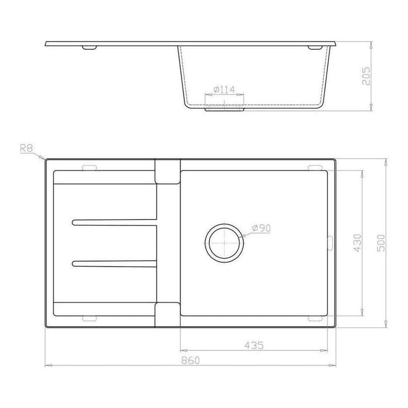 Load image into Gallery viewer, Fomos Black Granite Composite Sink With Drainer 860x500mm