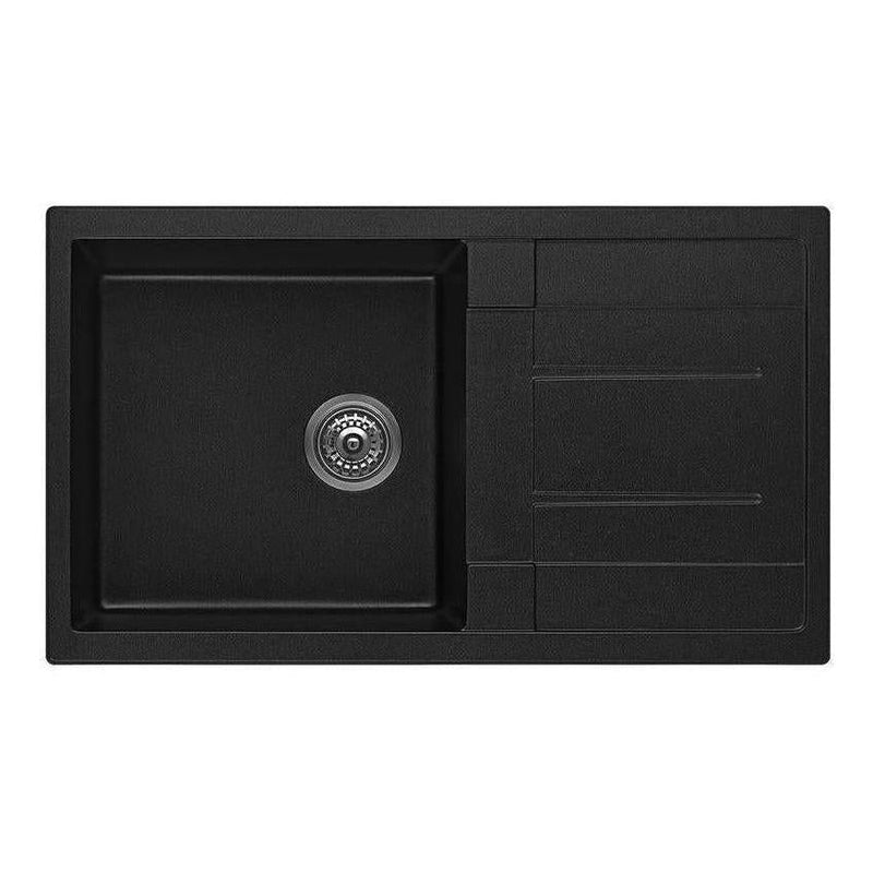 Load image into Gallery viewer, Fomos Black Granite Composite Sink With Drainer 860x500mm