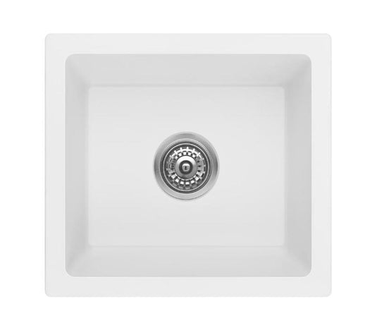 Fomos White Granite Composite Single Bowl Sink 460x410mm