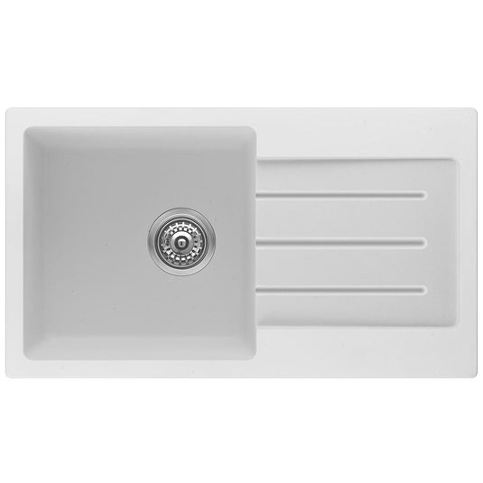 Fomos White Granite Composite Sink With Drainer 770 x 440mm