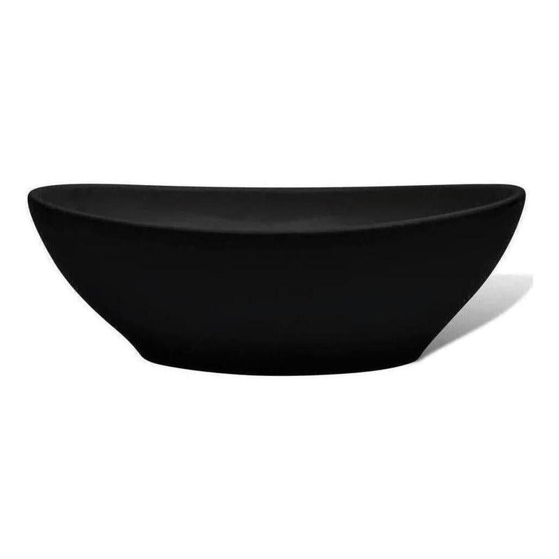Load image into Gallery viewer, Gemini Ceramic Basin Sink Above Counter 405 x 335mm Oval Matt Black