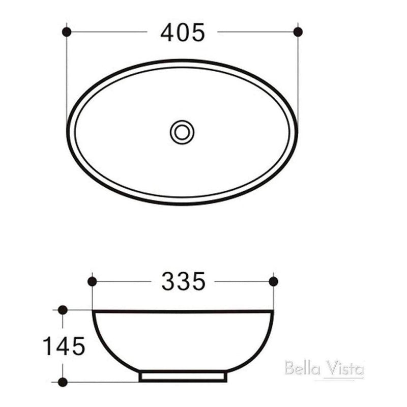 Load image into Gallery viewer, Gemini Ceramic Basin Sink Above Counter 405 x 335mm Oval Matt Black