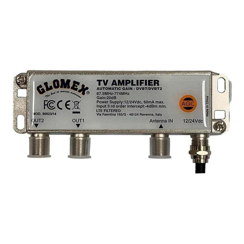 Load image into Gallery viewer, Glomex 250mm Amplified Digital RV TV Antenna White