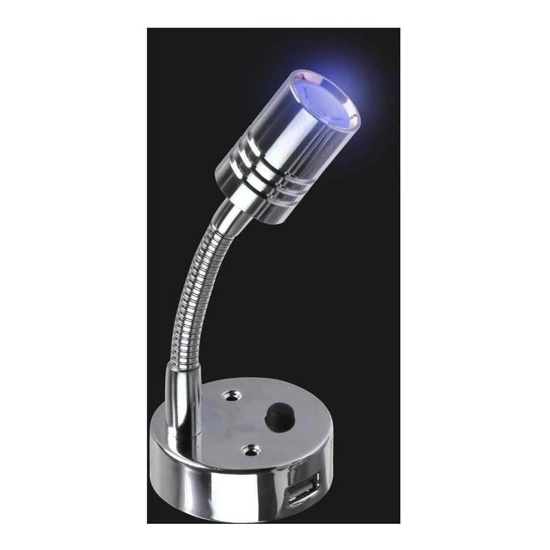 Load image into Gallery viewer, Iluma 10-24V Reading Light Flexible Dimmable Dual Color Blue/White Light USB/USB-C Port Chrome