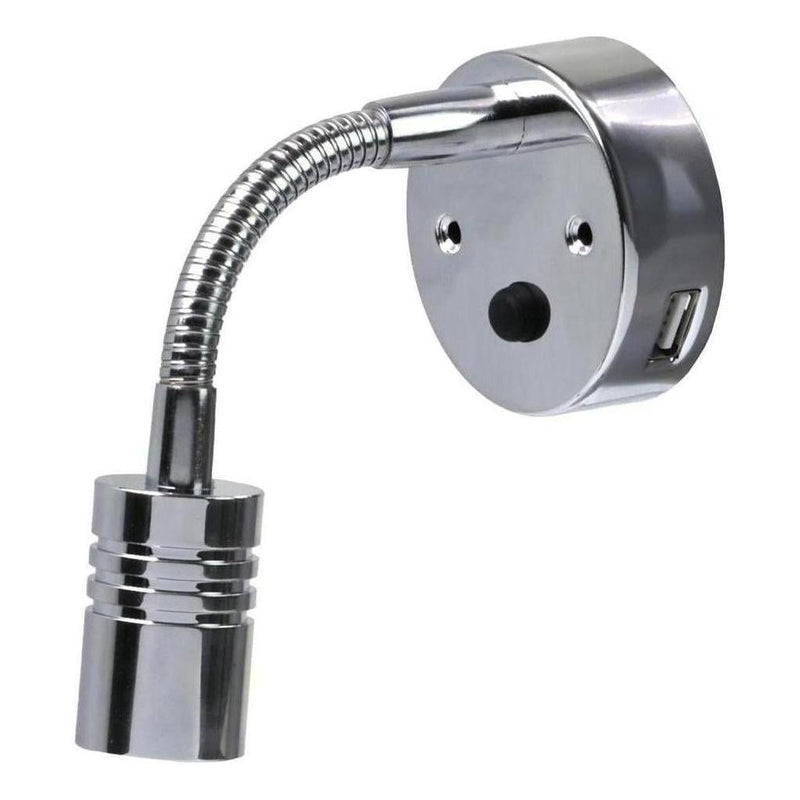 Load image into Gallery viewer, Iluma 10-24V Reading Light Flexible Dimmable Dual Color Blue/White Light USB/USB-C Port Chrome
