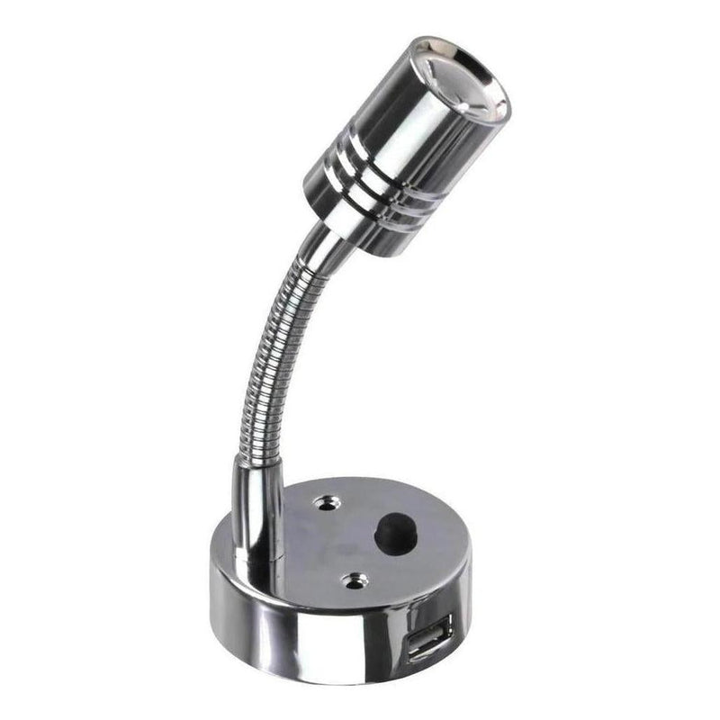 Load image into Gallery viewer, Iluma 10-24V Reading Light Flexible Dimmable Dual Color Blue/White Light USB/USB-C Port Chrome