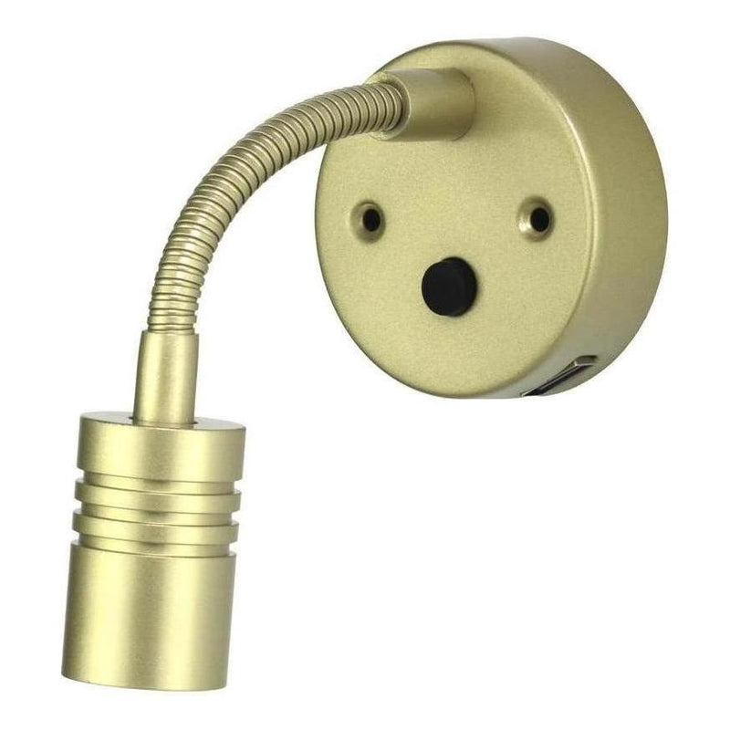 Load image into Gallery viewer, Iluma 10-24V Reading Light Flexible Dimmable Dual Colour Blue/White Light USB/USB-C Port French Gold