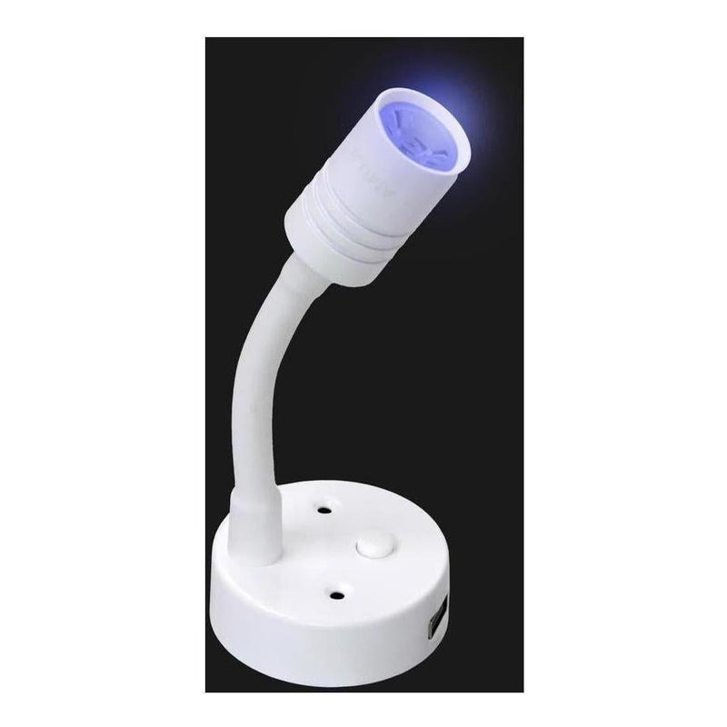 Load image into Gallery viewer, Iluma 10-24V Reading Light Flexible Dimmable Dual Colour Blue/White Light USB/USB-C Port White