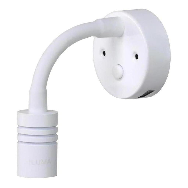 Load image into Gallery viewer, Iluma 10-24V Reading Light Flexible Dimmable Dual Colour Blue/White Light USB/USB-C Port White
