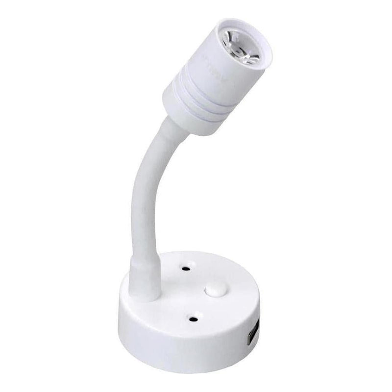 Load image into Gallery viewer, Iluma 10-24V Reading Light Flexible Dimmable Dual Colour Blue/White Light USB/USB-C Port White