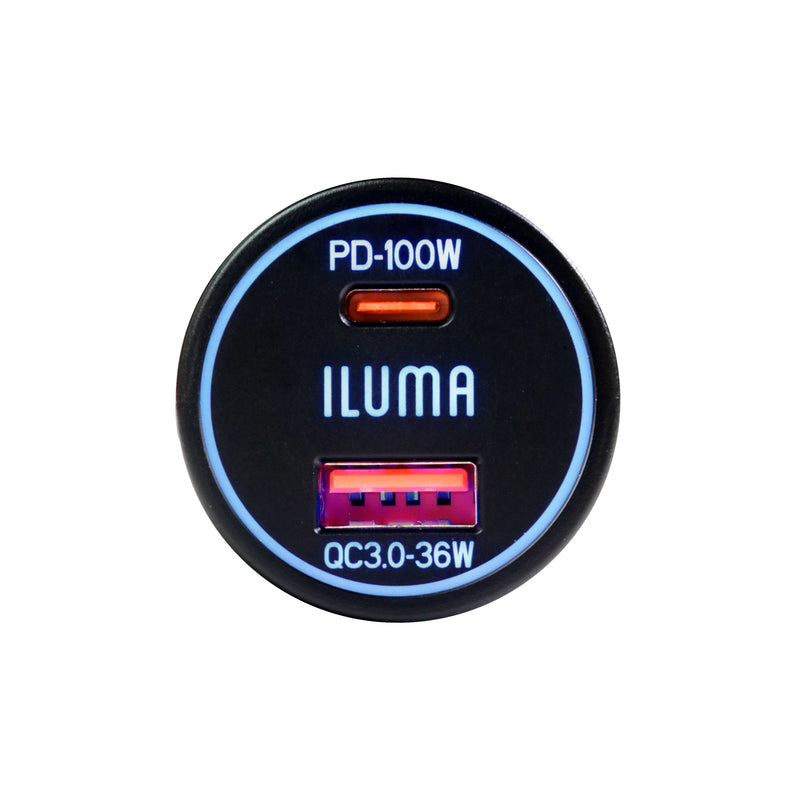 Load image into Gallery viewer, Iluma 12V/24V Dual USB/USB-C Flush Mount Power Socket