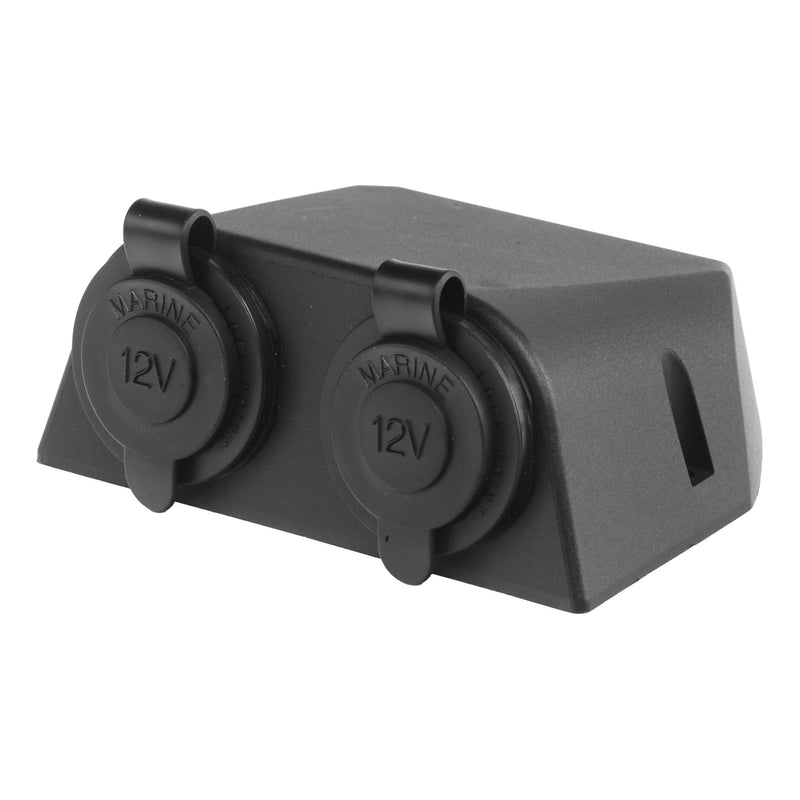 Load image into Gallery viewer, Iluma 12v Double Power Accessory Socket Surface Mount Black