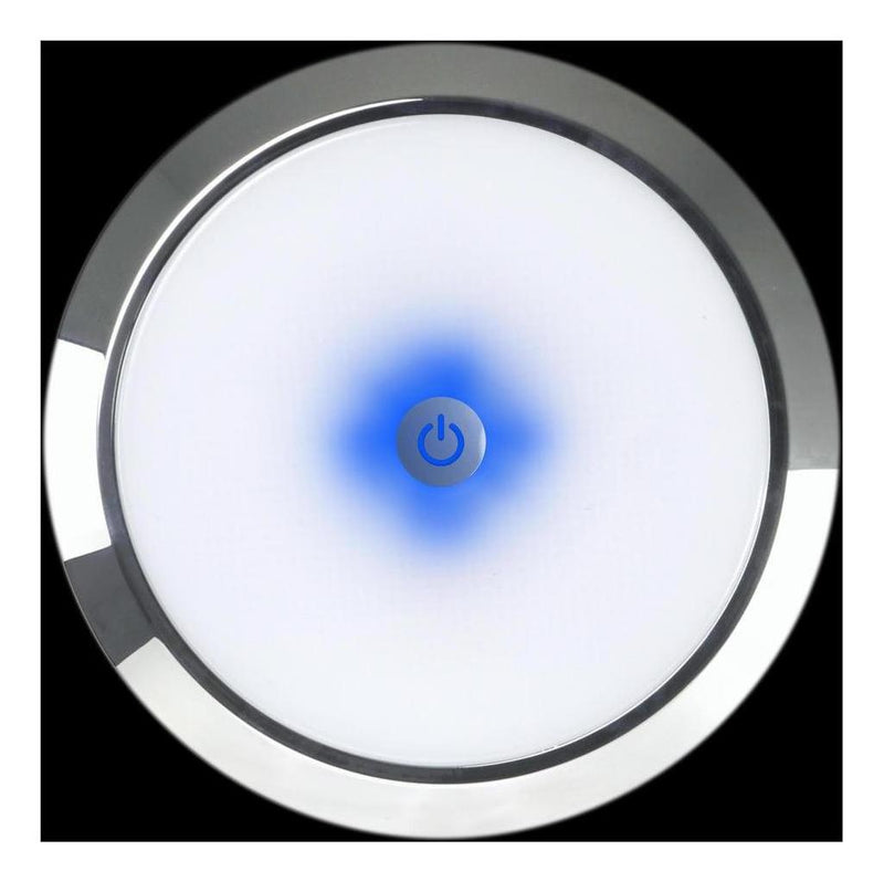 Load image into Gallery viewer, Iluma 12v Slimline Touch On / Off LED Downlight Blue / White Light 140mm Chrome