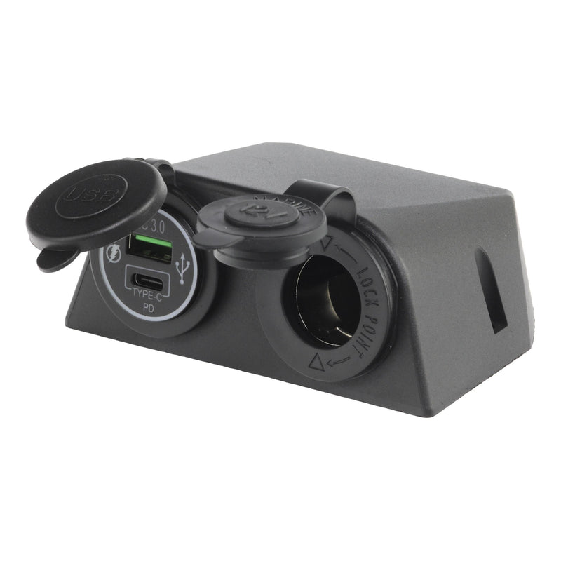 Load image into Gallery viewer, Iluma 12v Surface Mount Accessory Socket & Dual USB/C Port Black
