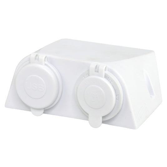 Iluma 12v Surface Mount Accessory Socket & Dual USB/C Port White