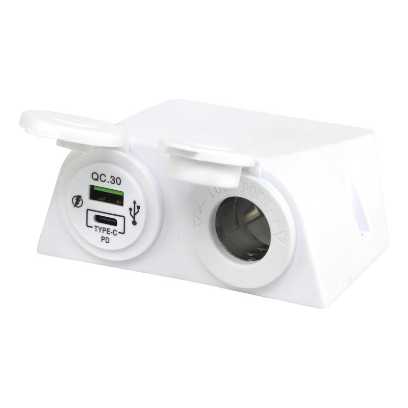 Load image into Gallery viewer, Iluma 12v Surface Mount Accessory Socket & Dual USB/C Port White
