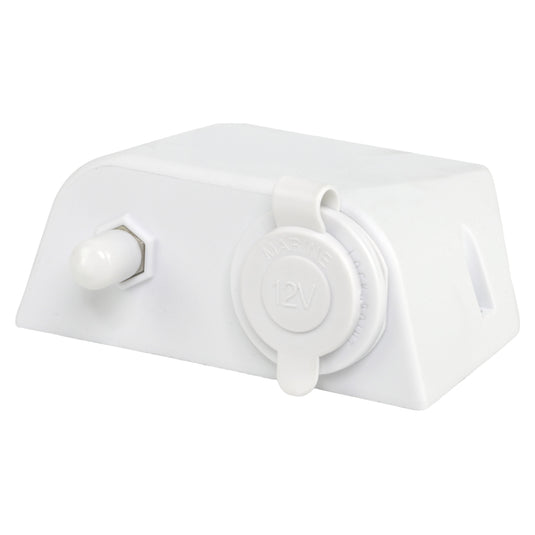 Iluma 12v Surface Mount Accessory Socket & TV Antenna Port F Type White
