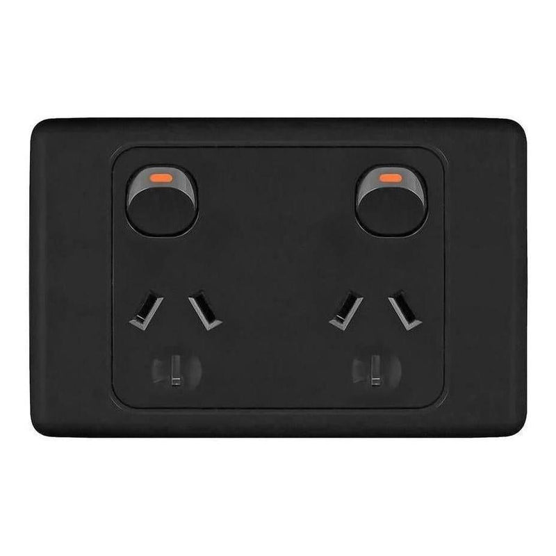 Load image into Gallery viewer, Iluma Double Pole 10A Double GPO PowerPoint Black