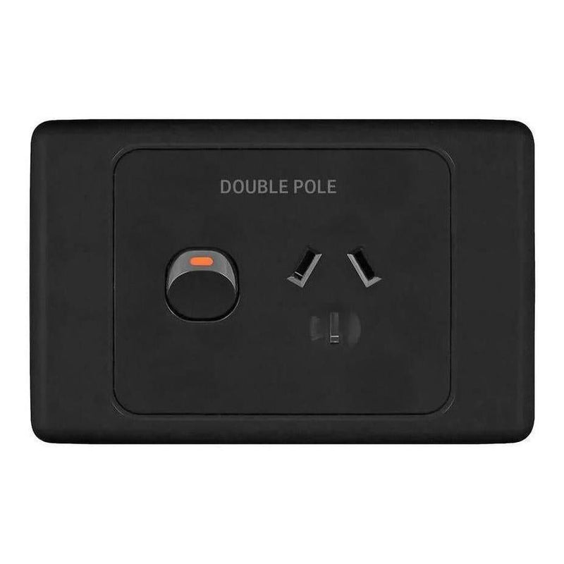 Load image into Gallery viewer, Iluma Double Pole 10A Single GPO PowerPoint Black