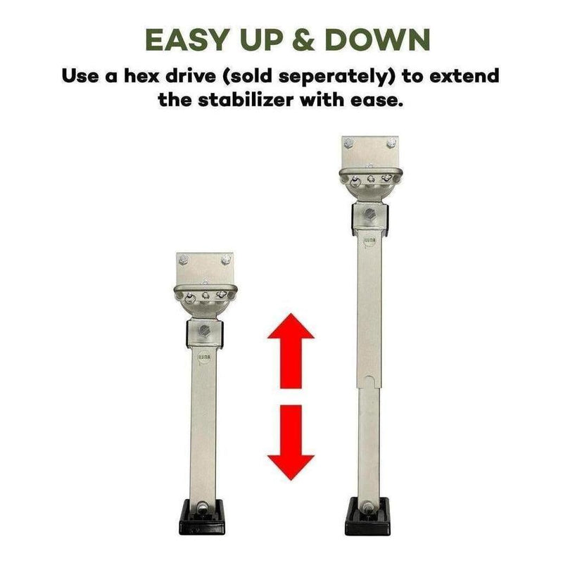 Load image into Gallery viewer, Iluma Drop Down Stabilizer Leg Corner Steadies 420mm Zinc
