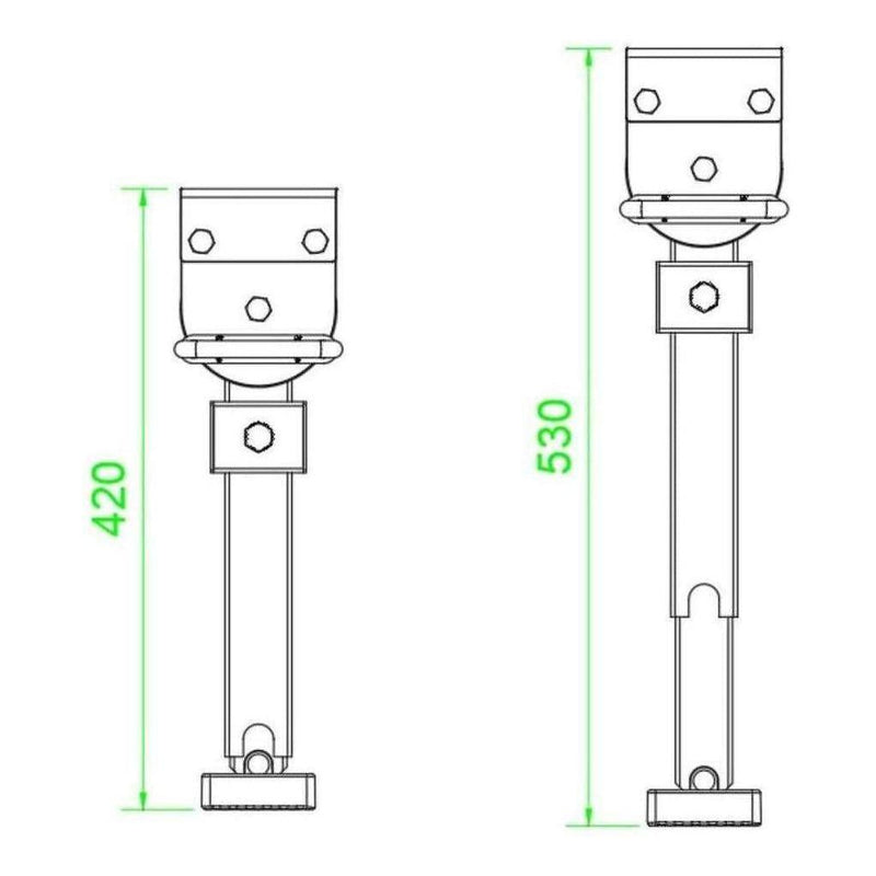 Load image into Gallery viewer, Iluma Drop Down Stabilizer Leg Corner Steadies 420mm Zinc