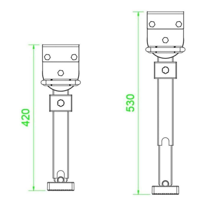 Load image into Gallery viewer, Iluma Drop Down Stabilizer leg Corner Steadies 420mm Black