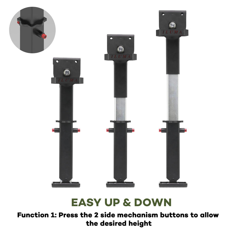 Load image into Gallery viewer, Iluma Telescopic Drop Down Stabilizer leg Corner Steadies 550 - 880mm Black