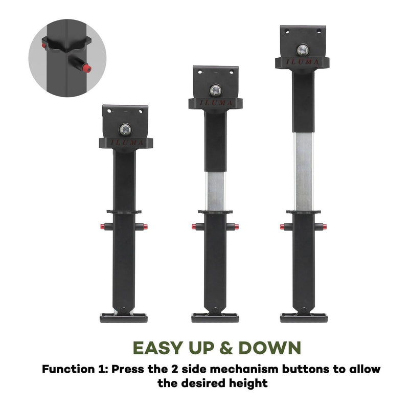 Load image into Gallery viewer, Iluma Telescopic Drop Down Stabilizer leg Corner Steadies 550 - 880mm Black