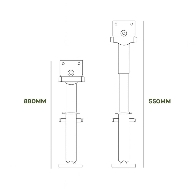 Load image into Gallery viewer, Iluma Telescopic Drop Down Stabilizer leg Corner Steadies 550 - 880mm Black