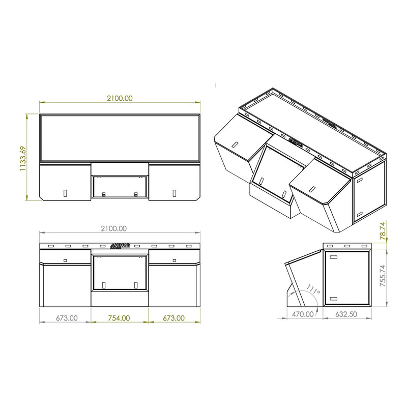 Load image into Gallery viewer, Kong Black Aluminium Beast Tool Box 4 Compartments 2100x1133x755mm