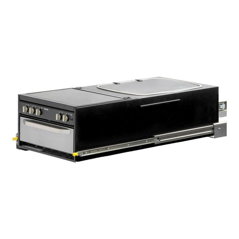 Load image into Gallery viewer, Kong Slide Out Kitchen 1200 x 522 x 310mm inc Thetford K1540 Mini Grill / MK3 Argent Sink - Black