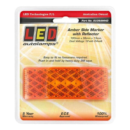 LED Autolamp 12/24V Amber Side Marker with Built in Reflector Blister