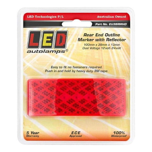 LED Autolamp 12/24V Red Side Marker with Built in Reflector Blister