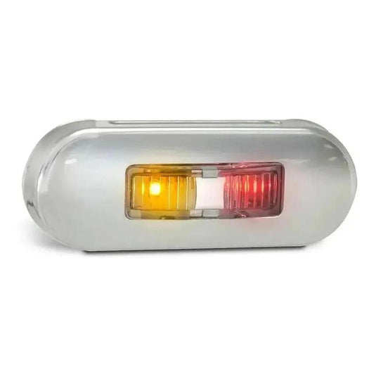 LED Autolamp 12/24V Side Marker Clear Lens Red/Amber LED Stainless Steel Bezel