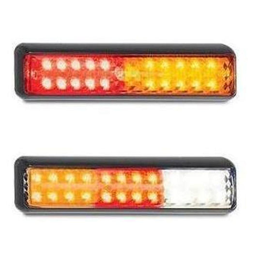 LED Autolamp 12/24V Stop/Tail/Indicator/Reverse Clear Lens Light 200 X 50 X 28mm Pair