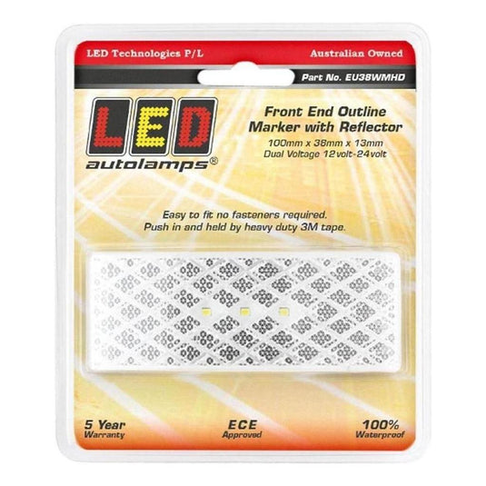 LED Autolamp 12/24V White Side Marker with Built in Reflector Blister